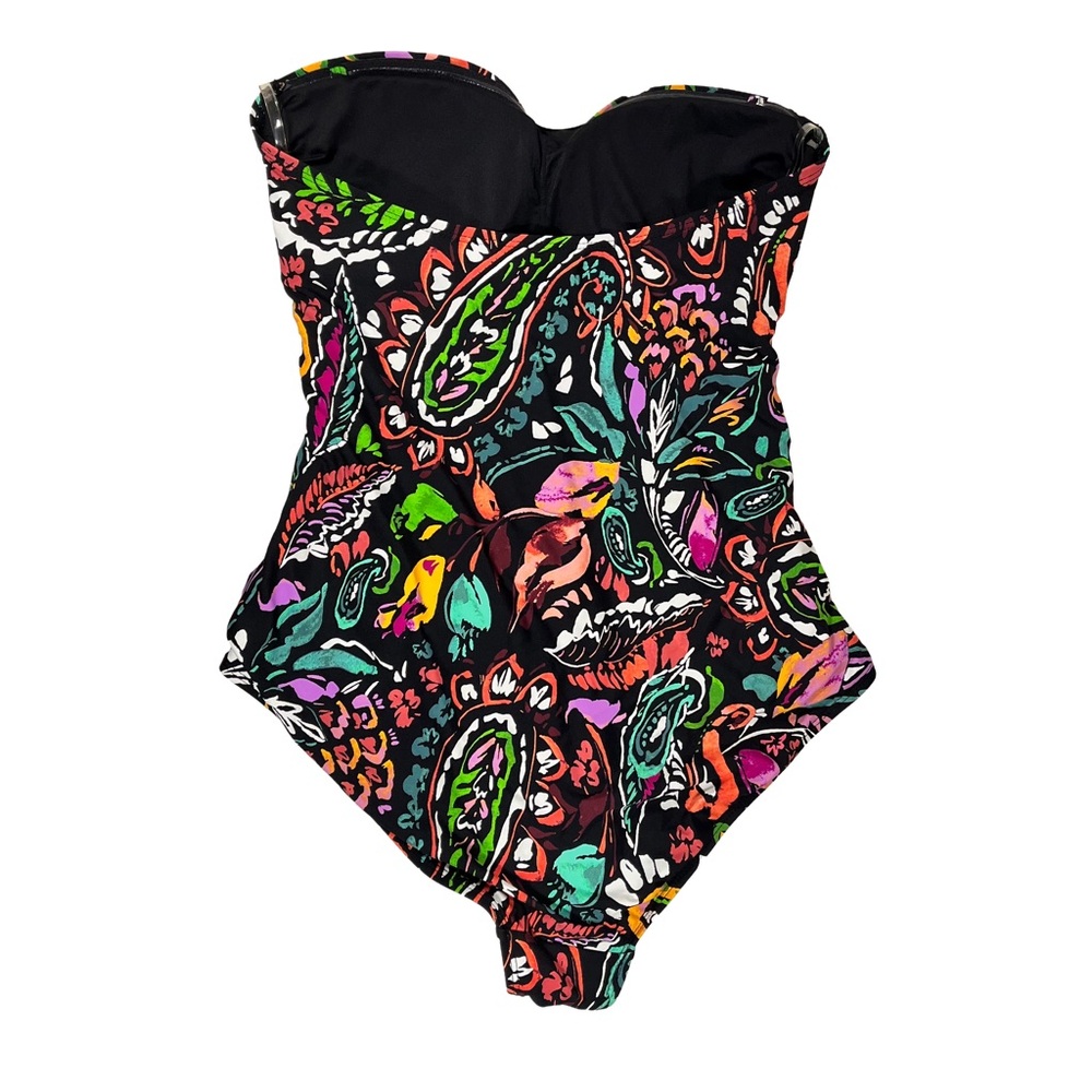 Anne Cole Twist Front Shirred One Piece Petaly Paisley print, size Medium - Picture 2 of 7